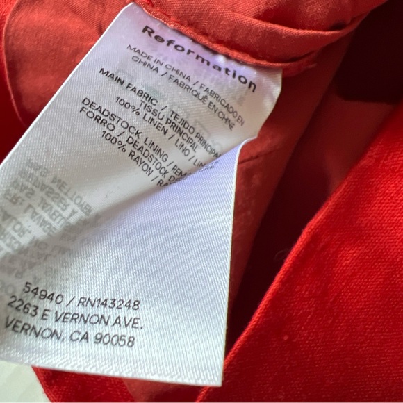 Reformation 4 Grace 100% Linen Two Piece Top Skirt Sundried Tomato Red EXCELLENT - Picture 11 of 16
